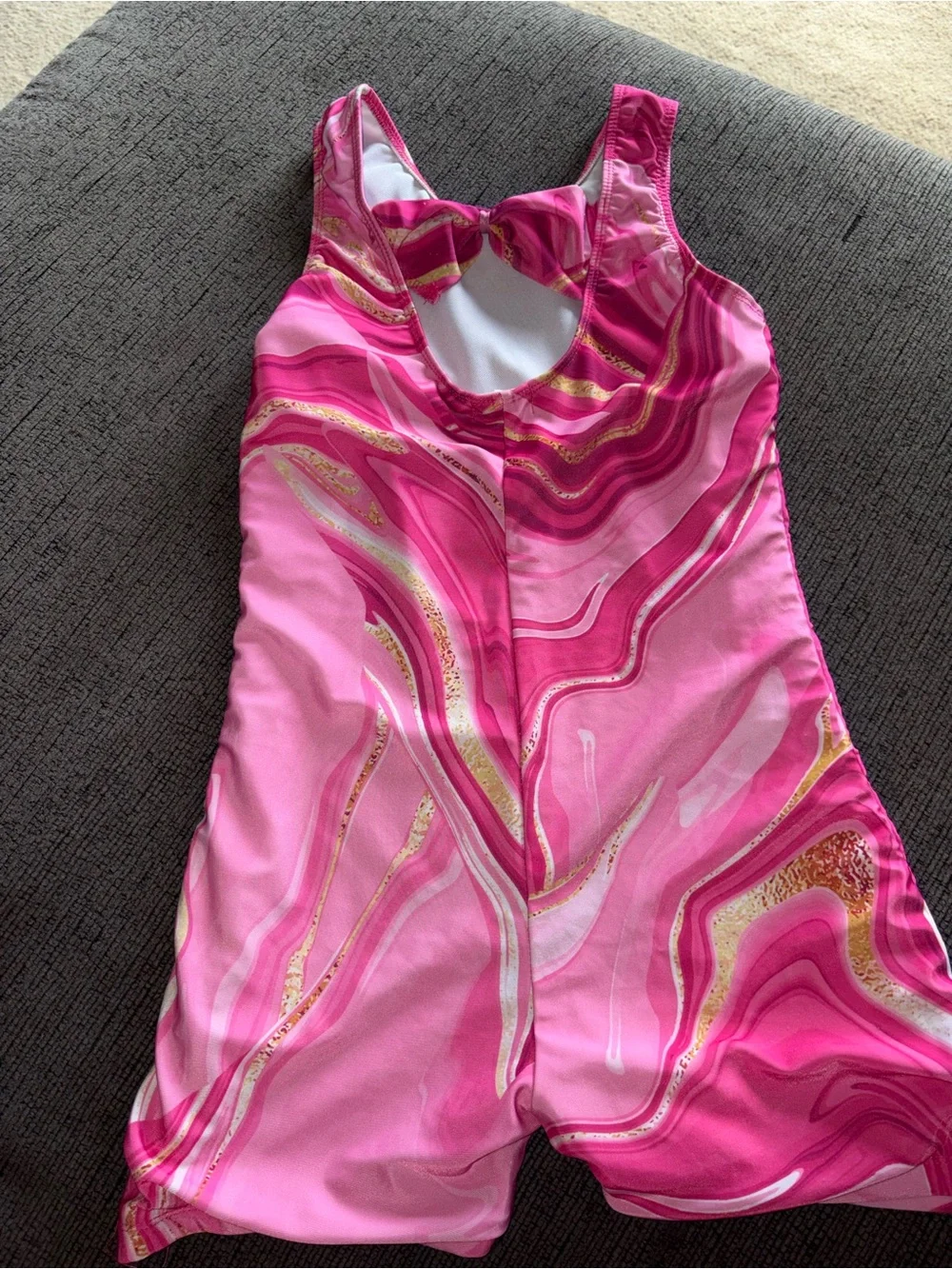 Girls' Pink Marble Print One-Piece Bodysuit